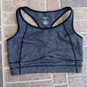 Torrid Active Women's Gray Striped Low Impact Wireless Sport Bras Size 0X